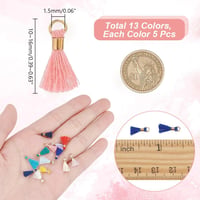 nbeads set 65 mini ciucuri colorați pandantive, accesorii pentru genți, brelocuri, șnururi decorative, 1 cm lungime, 2 mm grosime, cu gaură de 1,5 mm 2