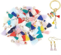 nbeads set 65 mini ciucuri colorați pandantive, accesorii pentru genți, brelocuri, șnururi decorative, 1 cm lungime, 2 mm grosime, cu gaură de 1,5 mm 3