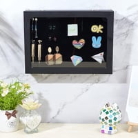 Vitrină de prezentare nbeads cu interior catifelat, cutie de depozitare din lemn negru cu fereastră de sticlă pentru insigne, medalii și broșe, 28 x 20 x 4,85 cm 5