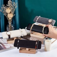 nbeads Fa Karkötő Állvány Fekete PU Bőr Ékszer Tartó T-Bar Óra Kiállító Szervező Torony Boltokhoz 19,5cm 2