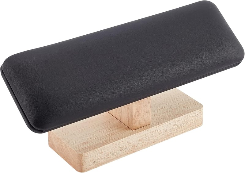nbeads Fa Karkötő Állvány Fekete PU Bőr Ékszer Tartó T-Bar Óra Kiállító Szervező Torony Boltokhoz 19,5cm