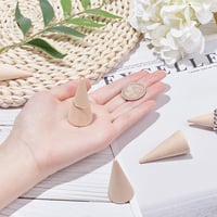 Suport conic din lemn pentru inele, cu formă îngustată, pentru expunerea și prezentarea bijuteriilor 3