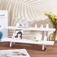 nbeads Suport de prezentare pentru cercei cu două niveluri, din lemn alb netratat, cu slot detașabil pentru carduri de bijuterii, ideal pentru bijuterii handmade 2