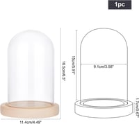 NBEADS Üveg Harang Fa Talppal 16,5 cm Átlátszó Kupola Vitrin Dekoráció Tálcával Örök Rózsa LED Fény Kiállítás 2