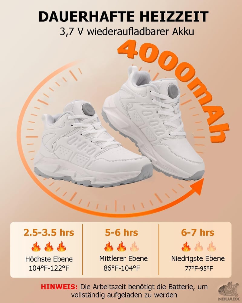 NBUABX fűthető cipő férfi női 3 fokozat elektromos melegítő talppal téli sport