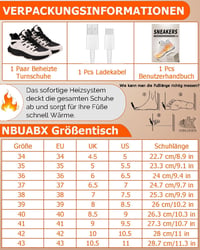 NBUABX Elektromos Fűthető Cipő Férfiaknak és Nőknek, 34-ES MÉRET - 3 Hőfokozatú Unisex Téli Lábbeli 4000 mAh Újratölthető Akkumulátorral Síeléshez, Vadás 5