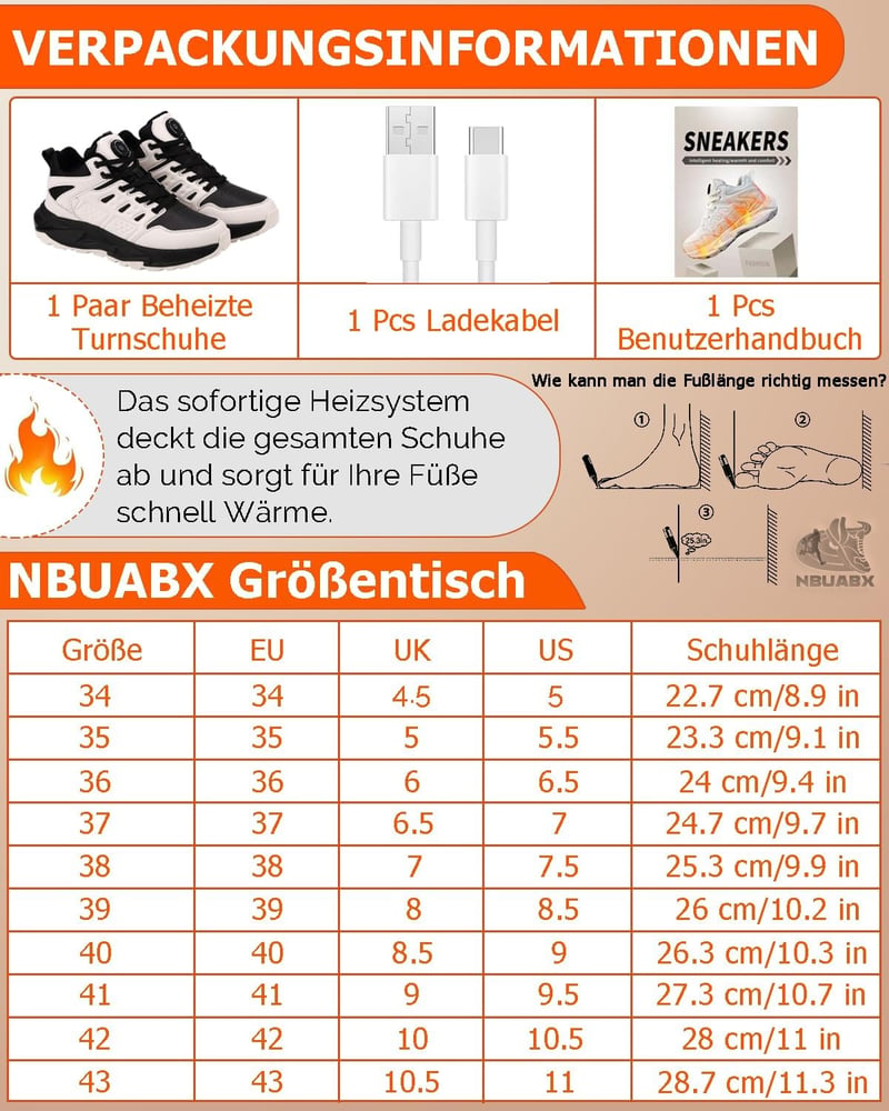 NBUABX Elektromos Fűthető Cipő Férfiaknak és Nőknek, 34-ES MÉRET - 3 Hőfokozatú Unisex Téli Lábbeli 4000 mAh Újratölthető Akkumulátorral Síeléshez, Vadás