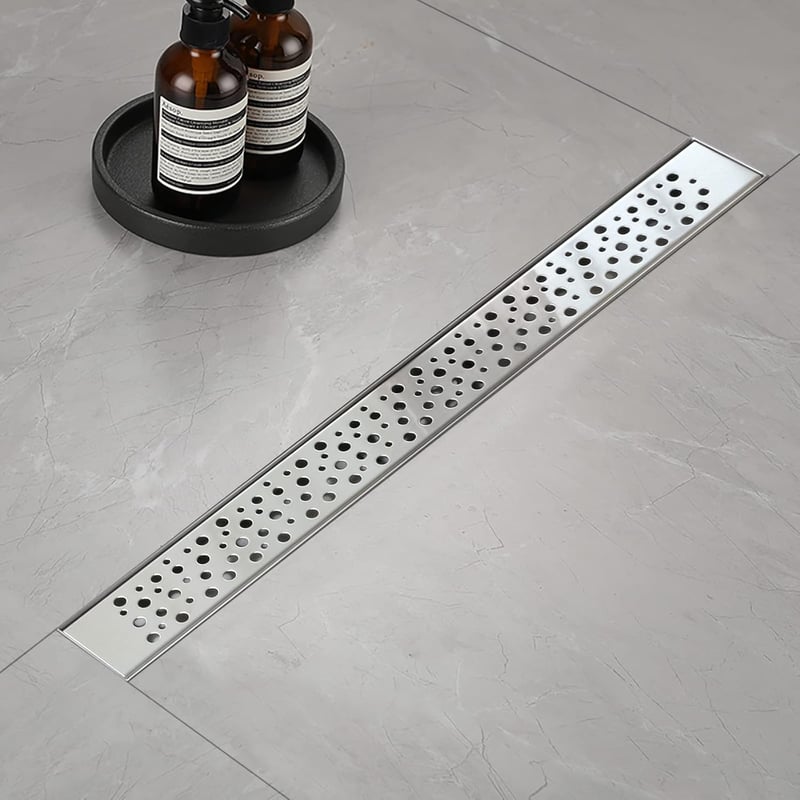 NC Zuhanylefolyó 80cm Rozsdamentes Acél Siphonnal Szőrszűrővel Teljes Szett