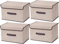 NCRGB 4 db Szövet Tároló Doboz Fedéllel 36x23x24 cm Beige Ruhatartó Szerveződoboz 1