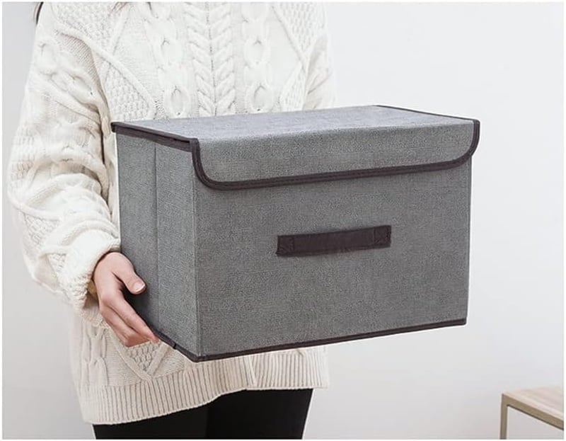 NCRGB 4 db Szövet Tároló Doboz Fedéllel 36x23x24 cm Beige Ruhatartó Szerveződoboz