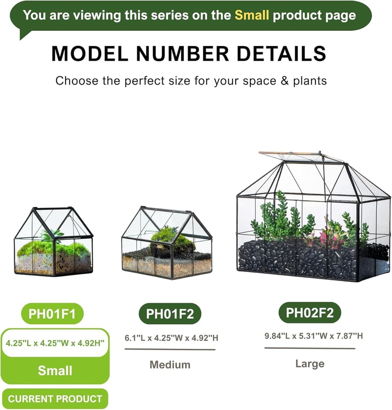 NCYP Geometrikus Mini Üveg Terrarium Fekete Fedővel Szukkulensz Növényekhez
