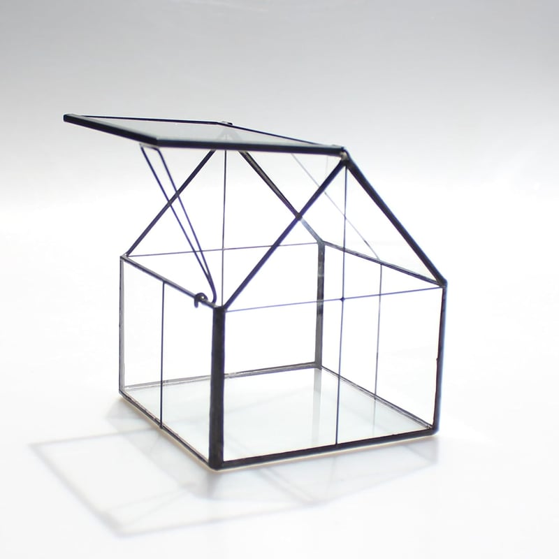 NCYP Geometrikus Mini Üveg Terrarium Fekete Fedővel Szukkulensz Növényekhez