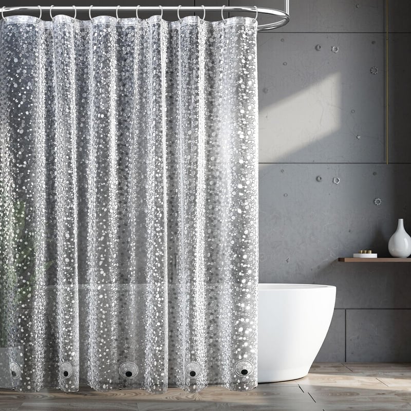 Perdea de duș transparentă NDDYCU 180x200 cm, rezistentă la mucegai, cu greutăți magnetice, material EVA, pentru cadă 183x198 cm