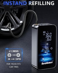 Neakhmer 12 V mini elektromos kompresszor 150 PSI 6000 mAh akkus kerékpár autó motor guminyomásmérővel 2