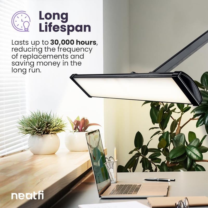 Neatfi LED Asztali Lámpa 3500 Lumen Dimmer Fekete Munkához Olvasáshoz