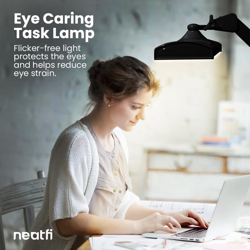 Neatfi LED Asztali Lámpa 3500 Lumen Dimmer Fekete Munkához Olvasáshoz