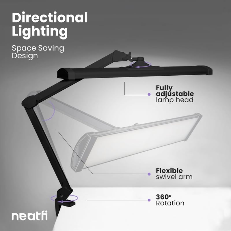 Neatfi LED Asztali Lámpa 3500 Lumen Dimmer Fekete Munkához Olvasáshoz