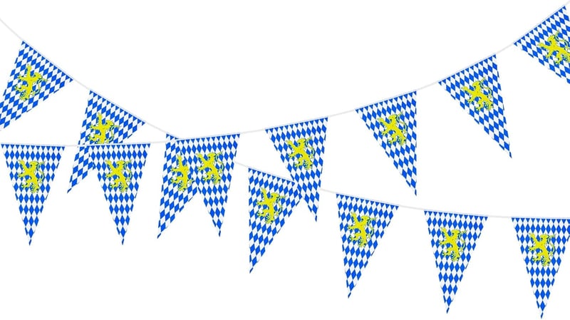 NEBURORA 10m Oktoberfest Dekoratív Zászlófüzér Bajor Díszítés Sárga Oroszlán