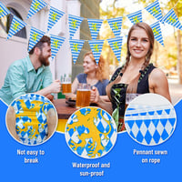 NEBURORA 10m Oktoberfest Dekoratív Zászlófüzér Bajor Díszítés Sárga Oroszlán 4