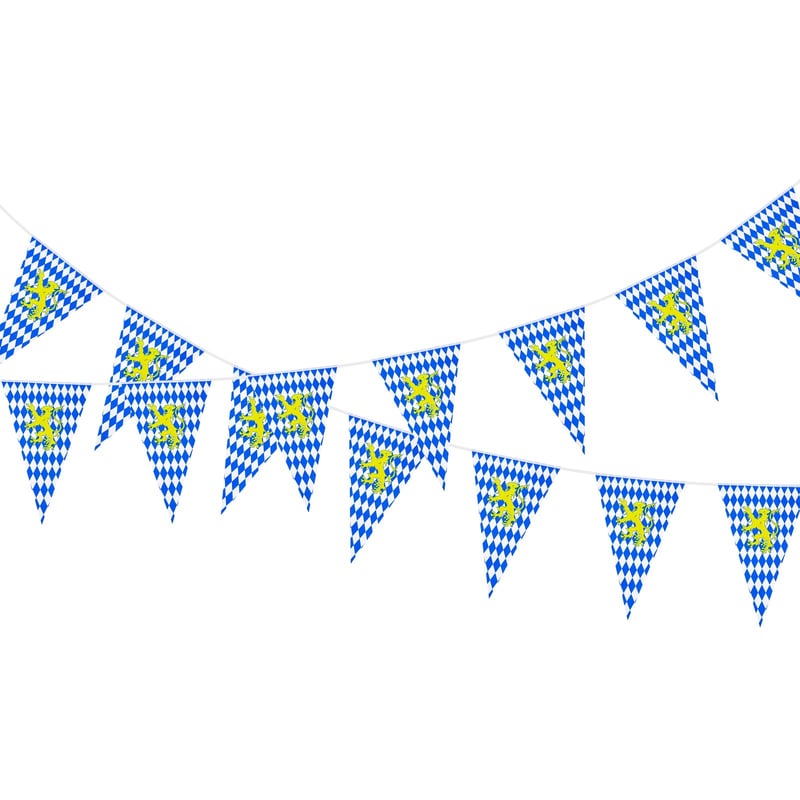 NEBURORA Oktoberfest bavorská vlajková girlanda so žltým levom - 10 m