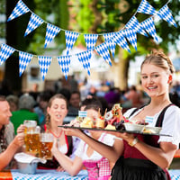 NEBURORA Oktoberfest zászlófüzér 10m, 20 zászlóval, bávár kockás dekoráció 7