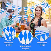 NEBURORA Oktoberfest zászlófüzér 10m, 20 zászlóval, bávár kockás dekoráció 4