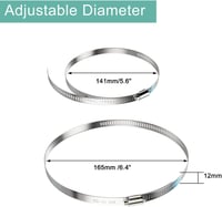 NEBURORA Tömlőbilincs Szett 141-165 mm, 4 db Állítható Rozsdamentes Acél Csőbilincs Szárítóhoz Szellőzőhöz Autóipari Csövekhez 3