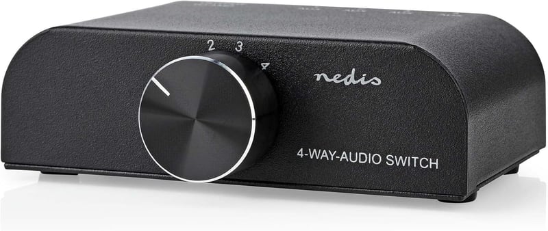 NEDIS Audio Switch 4 forráshoz RCA és Jack bemenettel, alumínium