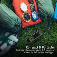 Radio portabil de urgență NEDIS, DAB+, FM, manivelă, solar, încărcare USB, funcționează cu baterii, cu ceas deșteptător, verde/negru 9