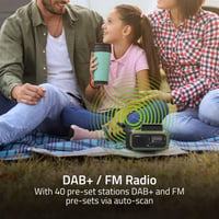 Radio portabil de urgență NEDIS, DAB+, FM, manivelă, solar, încărcare USB, funcționează cu baterii, cu ceas deșteptător, verde/negru 5