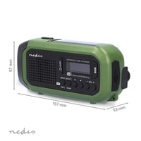 Radio portabil de urgență NEDIS, DAB+, FM, manivelă, solar, încărcare USB, funcționează cu baterii, cu ceas deșteptător, verde/negru 3