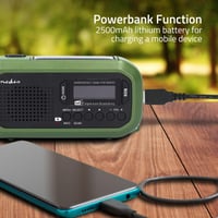 Radio portabil de urgență NEDIS, DAB+, FM, manivelă, solar, încărcare USB, funcționează cu baterii, cu ceas deșteptător, verde/negru 8
