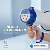 Megafón NEDIS – dosah 250 m, 115 dB, so sirénou, s funkciou nahrávania – modrý/biely 6