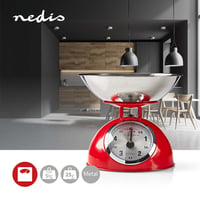 NEDIS Retro Konyhai Mérleg Analóg Fém Piros 2