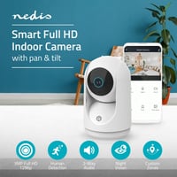Cameră de interior WiFi Nedis WIFICI23CWT, Pan/Tilt, 3MP HD, vedere nocturnă, senzor de mișcare, audio bidirecțional, alb 2