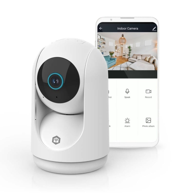Cameră de interior WiFi Nedis WIFICI23CWT, Pan/Tilt, 3MP HD, vedere nocturnă, senzor de mișcare, audio bidirecțional, alb