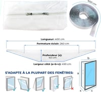 nedit Mobil klíma ablakkiépítő készlet 400 cm ablakzáró tömítővászon tömítés minden modellhez, gyors szerelésű fehér keretszalag 2
