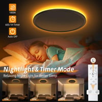 LED stropné svietidlo NEEMOSI s nočným svetlom, 36W, stmievateľné, s diaľkovým ovládaním a časovačom, okrúhly plochý dizajn, priemer 39 cm, do spálne 2