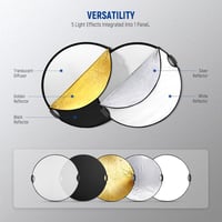 NEEWER 110cm 5az1-ben összecsukható fotó reflektor ezüst/arany/fehér/fekete szett - 110 cm with clamp 7