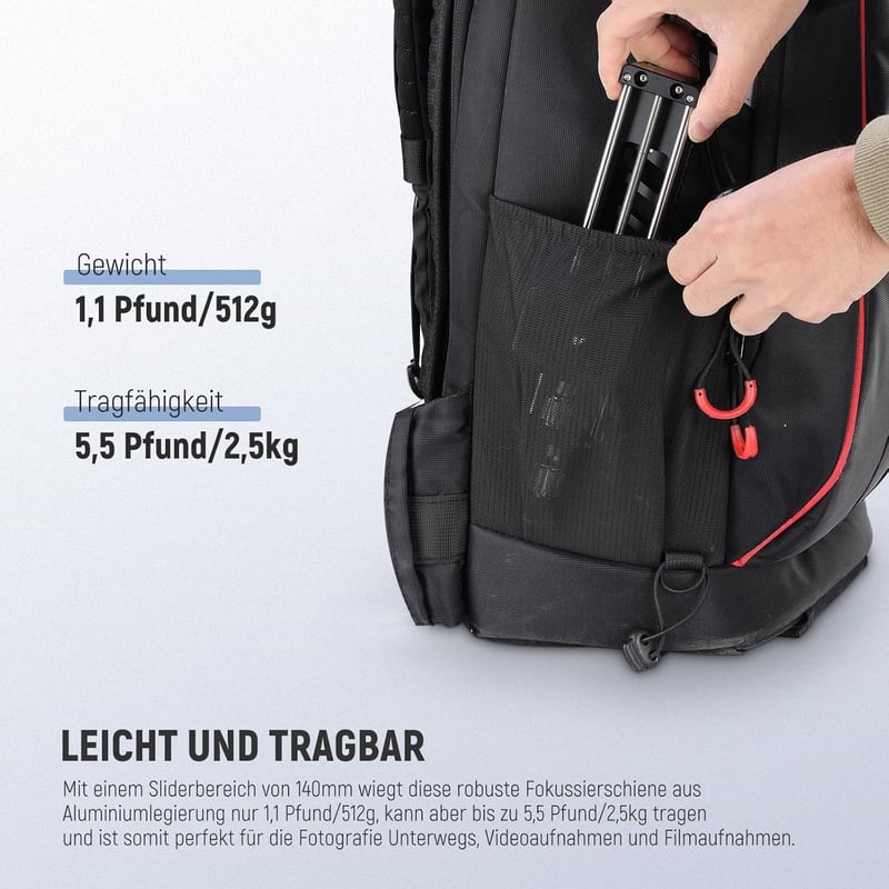 NEEWER 140mm Makró Fókusz Sín 360° Forgatható 4-Irányú Zárással QR Lemezzel Közeli Makró Fotózáshoz GM-MP2