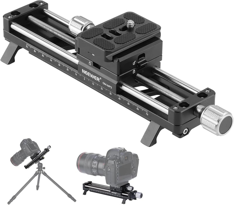 NEEWER 140mm Makró Fókusz Sín 360° Forgatható 4-Irányú Zárással QR Lemezzel Közeli Makró Fotózáshoz GM-MP2