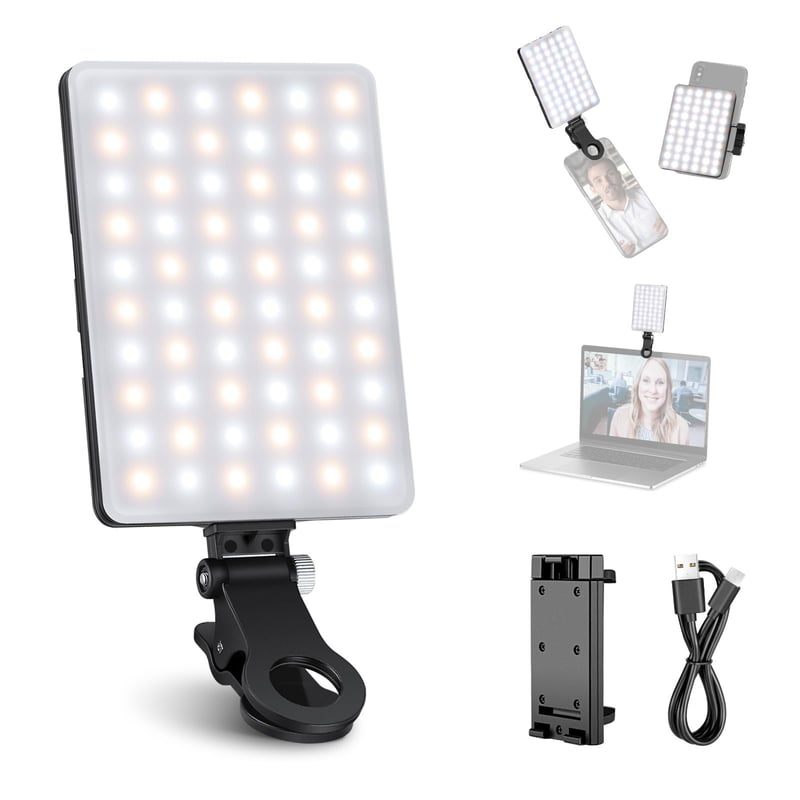 Neewer 60 LED selfie svetlo na telefón s klipom, 2000 mAh batéria, CRI 95+, 3 režimy svietenia, kompatibilné s tabletom a notebookom, svetlo na natáčanie TikTok videí