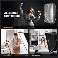 NEEWER 60x90cm Téglalap Softbox Bowens Rögzítéssel - Gyorskioldós Stúdió Fényformáló Diffúzorral és Rácsos Táskával, Aputure 120d és Godox S 7