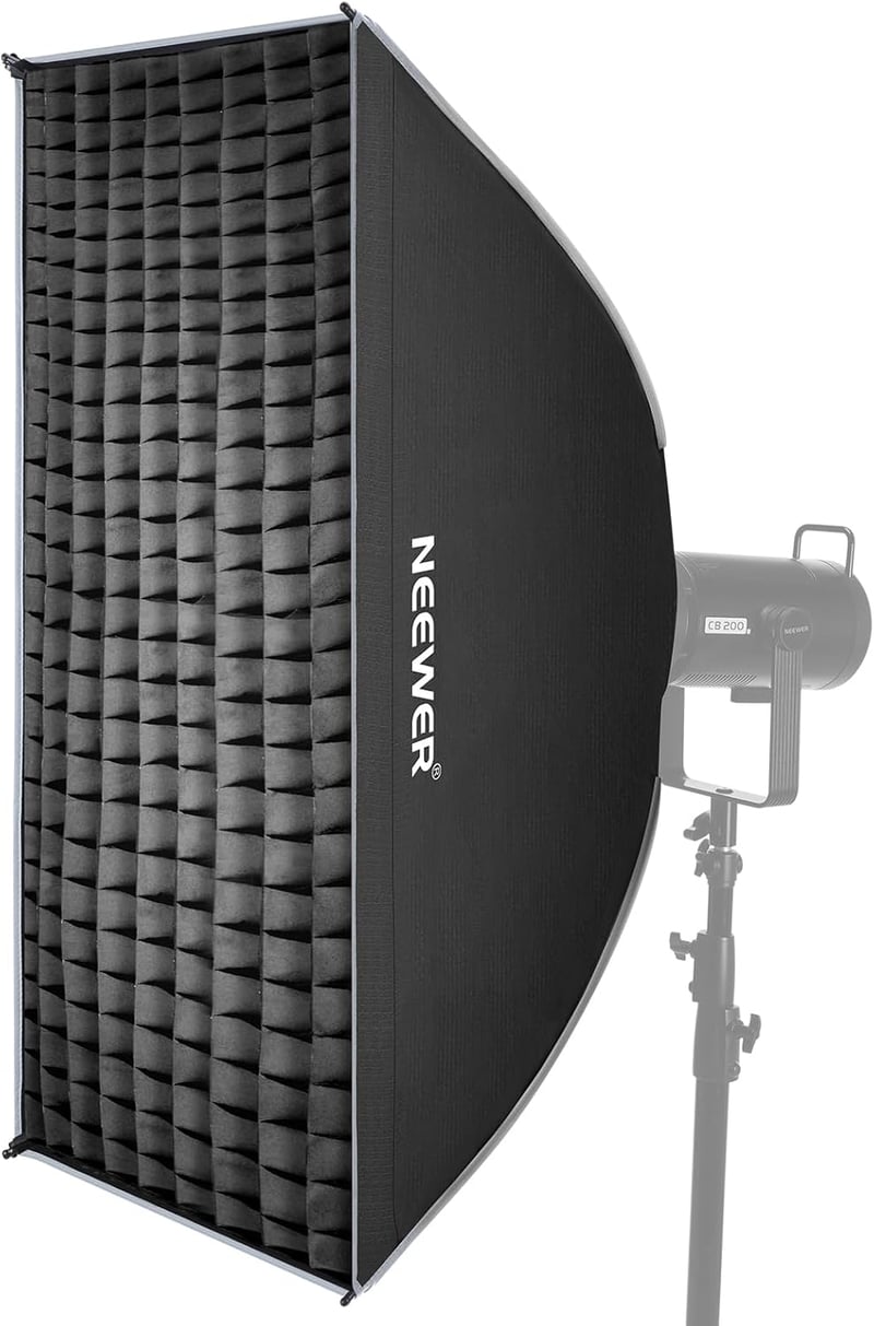 NEEWER 60x90cm Téglalap Softbox Bowens Rögzítéssel - Gyorskioldós Stúdió Fényformáló Diffúzorral és Rácsos Táskával, Aputure 120d és Godox S
