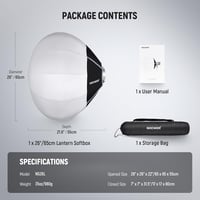 NEEWER 65cm Lantern Softbox Bowens csatlakozás 360° diffúzor LED videólámpa 8