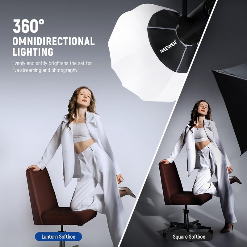 NEEWER 65cm Lantern Softbox Bowens csatlakozás 360° diffúzor LED videólámpa