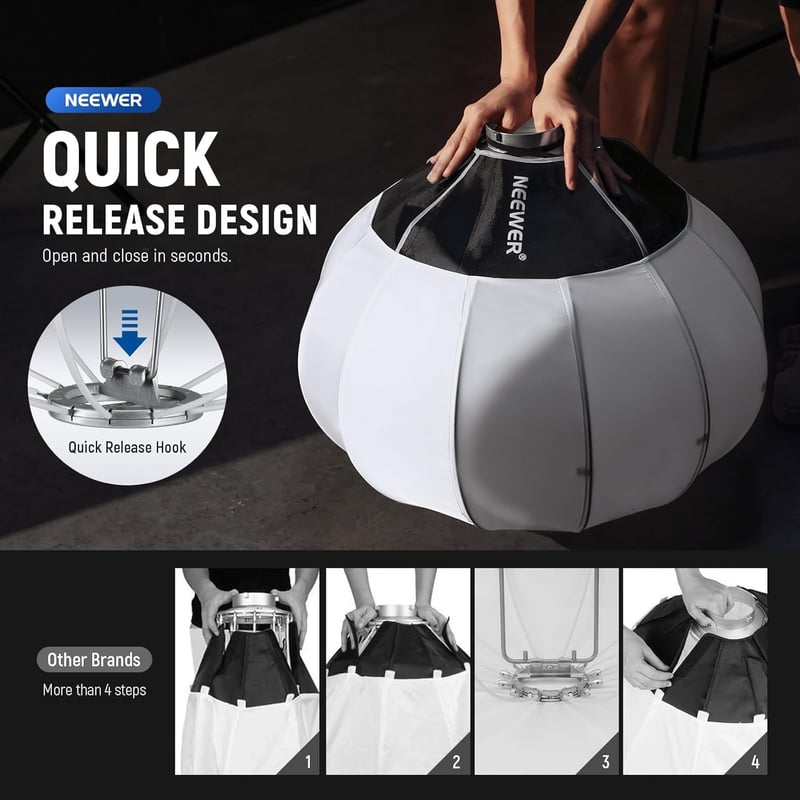 NEEWER 65cm Lantern Softbox Bowens csatlakozás 360° diffúzor LED videólámpa