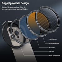 NEEWER 67mm Mobiltelefon Objektív Szűrő Szett Csiptetős Tartóval - CPL ND32 Csillag Színátmenetes Filterek iPhone Samsung 8
