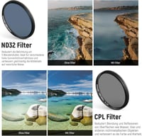 NEEWER 67mm Mobiltelefon Objektív Szűrő Szett Csiptetős Tartóval - CPL ND32 Csillag Színátmenetes Filterek iPhone Samsung 3