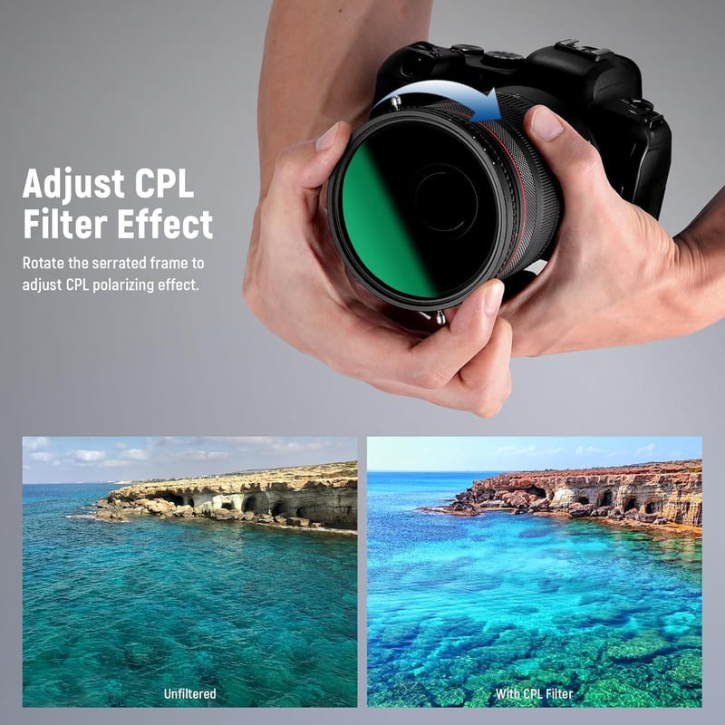 Neewer 82mm 2-in-1 Variábilis ND2-ND32 és CPL Polarizáló Szűrő Fényképezéshez Vízálló Nano Bevonattal